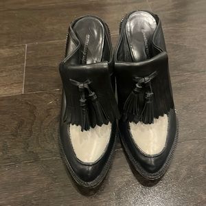Alexander Wang Black and White Wedge Moccasins